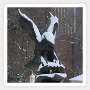 Snowy Winter Eagle Statue in NYC Sticker